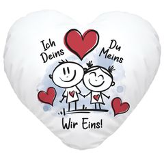 Herzkissen Liebe verliebte Strichmännchem Ich Deins Du Meins Herz Geschenk Valentinstag Jahrestag inkl. Füllung SpecialMe®
