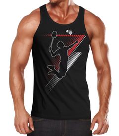 Herren Tanktop Sport-Motiv Badminton Federball Aufdruck Bedruckte Sportkleidung Muscle Shirt Achselshirt Moonworks®