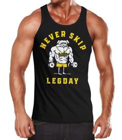 Herren Tanktop Print Aufdruck Bedruckt Never Skip Legday Fitness Sport lustig Muscle Shirt Achselshirt Moonworks®