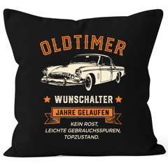 Kissen-Bezug Geburtstag personalisierbar Wunschalter Oldtimer Retro Design Print Vintage Auto Geschenk für Männer Moonworks®