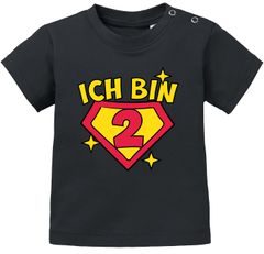 Baby T-Shirt 1. und 2. Geburtstag Superheld Geschenk lustig Geburtstagsshirt kurzarm Bio-Baumwolle MoonWorks®