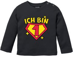 Baby Langarm-Shirt 1. und 2. Geburtstag Superheld Geschenk lustig Geburtstagsshirt Bio-Baumwolle Junge/Mädchen MoonWorks®