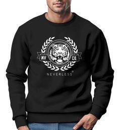 Sweatshirt Herren Schriftzug Oldschool Print Tiger Pullover Bedruckt Rundhals-Pullover Neverless®