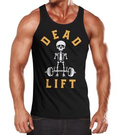 Herren Tanktop Print-Shirt Bedruckt Dead Lift Skelett Totenkopf Bodybuilding Hantel  Muscle Shirt Achselshirt Moonworks®