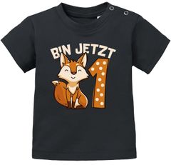 Baby T-Shirt  1. Geburtstag Fuchs Bin jetzt 1 Tiermotive Fox Geburtstagsshirt Jungen Mädchen Bio-Baumwolle Bio-Baumwolle MoonWorks®