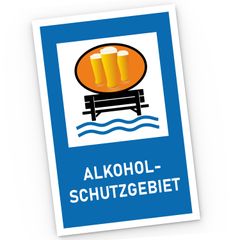 Kunststoff-Schild mit Spruch Alkohol Schutzgebiet Wanddeko für Bar Theke Küche Geschenk Party MoonWorks®