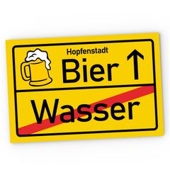 Kunststoff-Schild mit Spruch Alkohol Wasser Bier lustige Ortsschilder Geschenk für Biertrinker PVC MoonWorks®