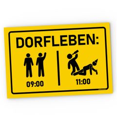 Kunststoff-Schild Bedruckt Schriftzug "Dorfleben" Alkohol Bier trinken Party-Zubehör MoonWorks®