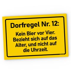 Kunststoff-Schild mit Spruch Kein Bier vor Vier... lustige Dorfregel Türschild PartykellerMoonWorks®