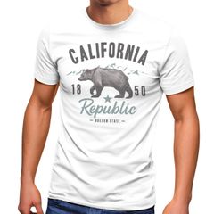 Neverless® Herren T-Shirt California Sommer Summer Golden State USA Bär Bear Bedruckt Aufdruck Print Fashion Streetstyle Neverless®