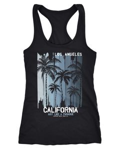 Damen Tank-Top Los Angeles California USA Sommer Bedruckt Print Surfing Fitness Racerback Neverless®