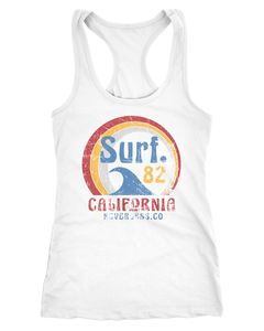 Damen Tank-Top Surf Logo California USA Welle Surfing Style Aufdruck Print Fashion Racerback Neverless®