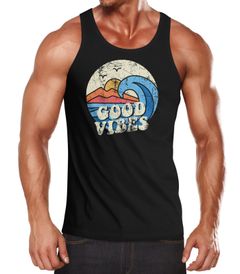 Herren Tank-Top Good Vibes Welle Hippie Slogan Statement Surf Design Vintage Retro Muskelshirt Muscle Shirt Neverless®