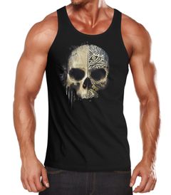 Herren Tank-Top Bedruckt Totenkopf Totenschädel Skull Tattoo Tribal Print Muskelshirt Muscle Shirt Neverless®