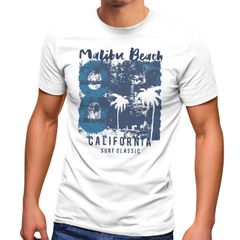 Herren T-Shirt Aufdruck Malibu Beach California Surf Classic Sonne Sommer Palmen Vintage Fashion Streetstyle Neverless®
