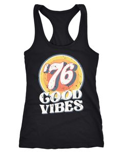 Damen Tank-Top Sommer Good Vibes 70er Jahre Retro Print Hippie Style Fashion Racerback Neverless®