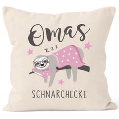 Kissen-Bezug Spruch Omas Schnarchecke Faultier Geschenk zum Muttertag Geburtstag Weihnachten SpecialMe®