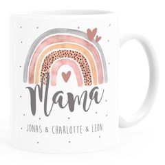 Kaffee-Tasse Mama Geschenk von Kindern Motiv Regenbogen personalisiert mit Namen Muttertag SpecialMe®