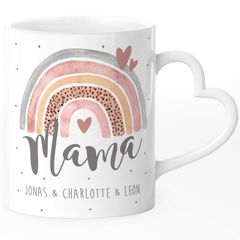Kaffee-Tasse Mama Geschenk von Kindern Motiv Regenbogen personalisiert mit Namen Muttertag SpecialMe®
