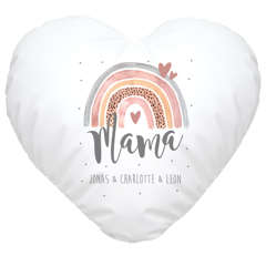 Herzkissen Mama Geschenk von Kindern Motiv Regenbogen personalisiert mit Namen Muttertag SpecialMe®