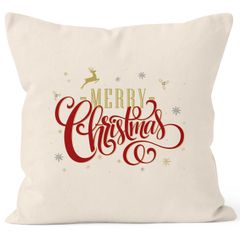 Kissenbezug Merry Christmas Weihnachten Geschenk Kissen-Hülle Deko-Kissen 40x40  Baumwolle MoonWorks®