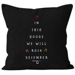 Kissenbezug in this house we will rock december Weihnachten Geschenk 40x40 Baumwolle MoonWorks®
