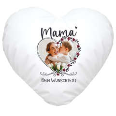 Herzkissen Mama Rahmen personalisierbar mit eigenem Foto Wunschtext persönliches Muttertagsgeschenk SpecialMe®