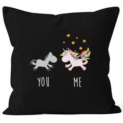 Kissenbezug You and Me Einhorn Unicorn Deko-Kissen 40x40 Baumwolle MoonWorks®