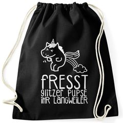 Turnbeutel Einhorn Unicorn Fresst Glitzer Pupse ihr Langweiler Hipster Beutel Tasche Sportbeutel Gymsac Gymbag Moonworks®