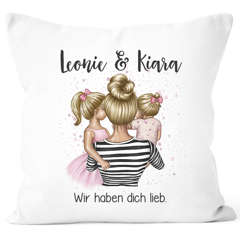 Kissen-Bezug Mama Kinder Tochter Sohn personalisiert mit Namen persönliches Muttertagsgeschenk SpecialMe®