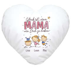 Herzkissen personalisiert Kinder-Namen Spruch Glück ist eine Mama wie dich zu haben Geschenk Muttertag SpecialMe®