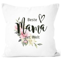 Kissen-Bezug Beste Mama der Welt Herz Blumen Blüten Rosen Geschenk zum Muttertag SpecialMe®