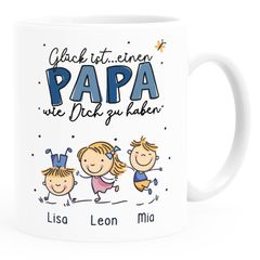 Kaffee-Tasse personalisiert Kinder-Namen Glück ist einen Papa wie dich zu haben Geschenk Vatertag SpecialMe®