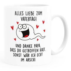 Kaffee-Tasse Danke Papa dass du getroffen hast Geschenk lustig zum Vatertag Spermium Moonworks®