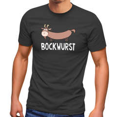 Herren T-Shirt Ziege Bock Wurst Witz Cartoon Wortspiel Fun-Shirt Spruch lustig Moonworks®