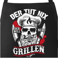 Premium Grill-Schürze für Männer Der tut nix der will nur grillen Totenkopf Skull Fun Spruch lustig Moonworks®