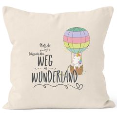 Kissenbezug Einhorn Unicorn Platz da ich such den Weg ins Wunderland 40x40  Baumwolle MoonWorks®