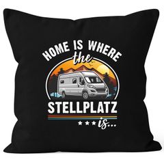 Kissen-Bezug Camping Home is where the Stellplatz is Geschenke für Camper Wohnmobil Spruch lustig Moonworks®