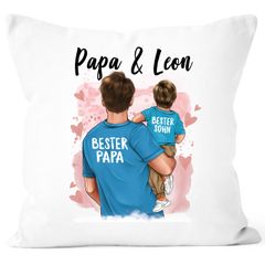 Kissen-Bezug Papa mit Namen Vater Sohn Tochter Kinder personalisierte Geschenke für Papa zum Vatertag Geburtstag SpecialMe®