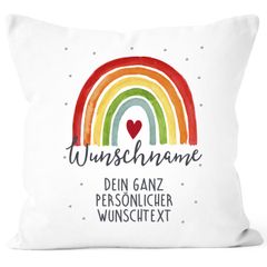 Kissen-Bezug Regenbogen personalisiert mit Name und Wunschtext dein eigener Text personalisierbare Geschenke SpecialMe®