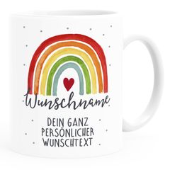 Kaffee-Tasse Regenbogen personalisiert mit Name und Wunschtext dein eigener Text personalisierbare Geschenke SpecialMe®