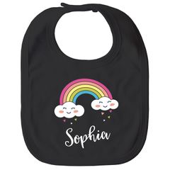 personalisiertes Baby Lätzchen mit Namen Regenbogen Wolke Herz Baumwolle Mädchen SpecialMe®