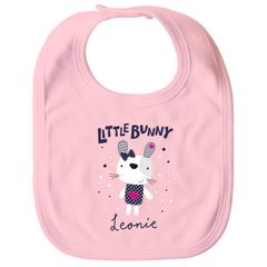 personalisiertes Baby Lätzchen mit Namen Hase Aufschrift Little Bunny Mädchen SpecialMe®