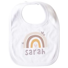personalisiertes Baby Lätzchen mit Namen und Regenbogen Skandi Stil Baumwolle Junge/Mädchen SpecialMe®