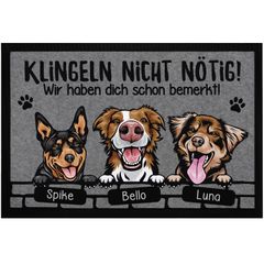 Fußmatte Hund mit Namen personalisiert (1-3) Klingeln nicht nötig Geschenk für Hundebesitzer rutschfest & waschbar SpecialMe®