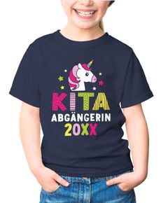 Kinder Mädchen T-Shirt Kita Abgängerin personalisierbar mit Jahreszahl bedruckt Einhorn Motiv Schulanfang SpecialMe®