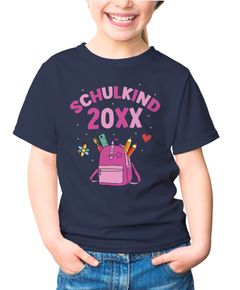 Kinder Mädchen T-Shirt Einschulung Schulkind und Jahreszahl anpassbar personalisierbare Geschenke Schulanfang Moonworks®