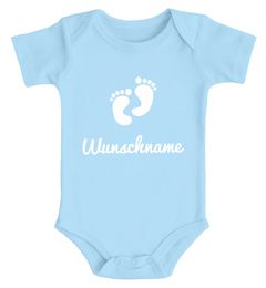 Baby Body personalisierbar mit Namen Babyfüßchen Wunschname personalisierte Geschenke Geburt kurzarm Bio Baumwolle SpecialMe®