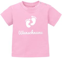 Baby T-Shirt personalisierbar mit Namen Babyfüßchen Wunschname personalisierte Geschenke Geburt Junge Mädchen kurzarm SpecialMe®