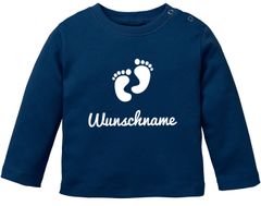 Baby Langarm-Shirt personalisierbar mit Namen Babyfüßchen Wunschname personalisierte Geschenke Geburt Junge Mädchen SpecialMe®